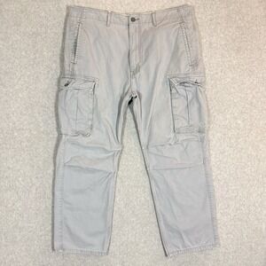 Levis Cargo Pants Mens 38x28 Gray Loose Fit Baggy Pockets White Tab Hemmed